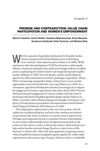 Promise and contradiction: Value chain participation and women's empowerment