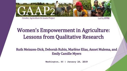 Women's empowerment in agriculture lessons from qualitative research