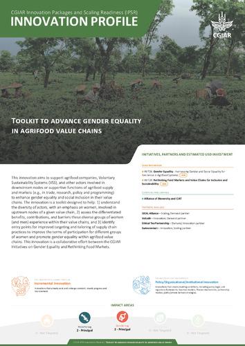 Toolkit to advance gender equality in agrifood value chains