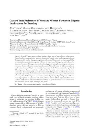 Cassava trait preferences of men and women farmers in Nigeria: implications for breeding