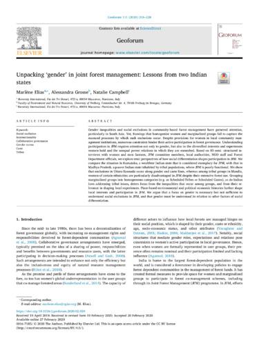 Unpacking ‘gender’ in joint forest management: Lessons from two Indian states