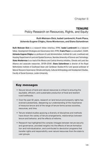 Tenure: Policy research on resources, rights, and equity