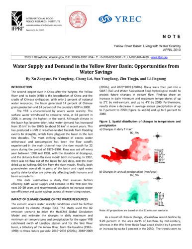 Water productivity assessment for China's Yellow river basin