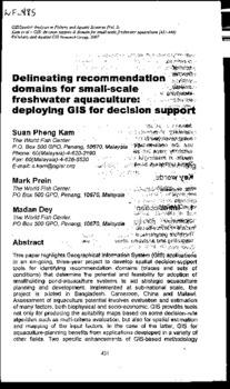 Delineating recommendation domains for small-scale freshwater aquaculture: deploying GIS for decision support