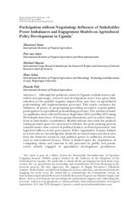 Participation without Negotiating: Influence of Stakeholder Power Imbalances and Engagement Models on Agricultural Policy Development in Uganda