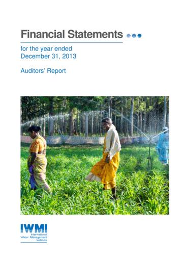 IWMI Financial Statements for the year ended December 31, 2013 - Auditor’s Report