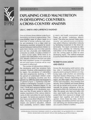 Explaining child malnutrition in developing countries: a cross-country analysis