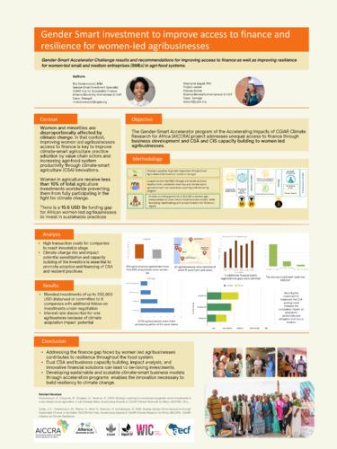 Gender-Smart Accelerator Challenge results and recommendations for improving access to finance as well as improving resilience for women-led small and medium entreprises in agri-food systems