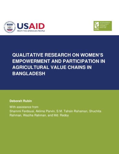Qualitative research on women’s empowerment and participation in agricultural value chains in Bangladesh