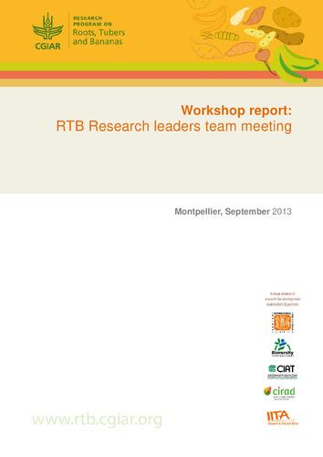 RTB Research leaders team meeting (Annual Meeting, Montpellier, September 2013).