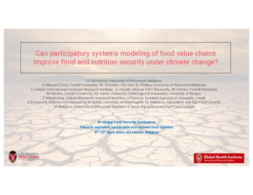 Can participatory systems modeling of food value chains
improve food and nutrition security under climate change?