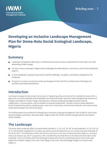 Developing an inclusive landscape management plan for doma-rutu social ecological landscape, Nigeria