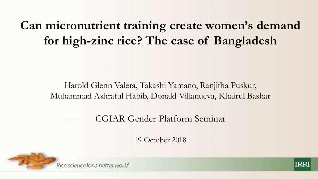 Can micronutrient training create women’s demand for high-zinc rice? The case of Bangladesh