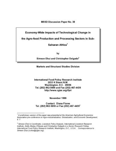 Economy-wide impacts of technological change in the agro-food production and processing sectors in Sub-Saharan Africa