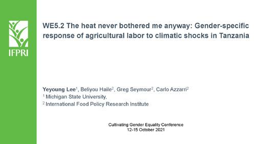 WE5.2: The heat never bothered me anyway: Gender-specific response of agricultural labor to climatic shocks in Tanzania