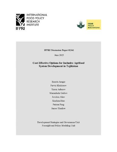 Cost effective options for inclusive agrifood system development in Tajikistan