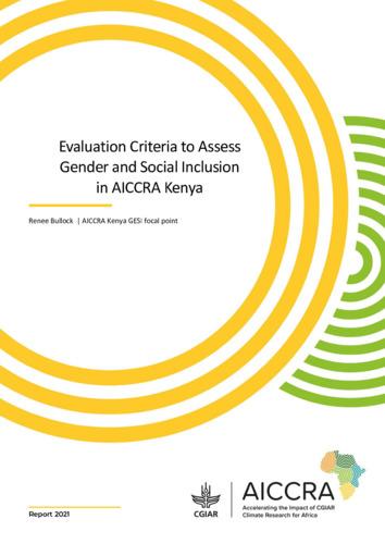 Evaluation Criteria to Assess Gender and Social Inclusion in AICCRA Kenya