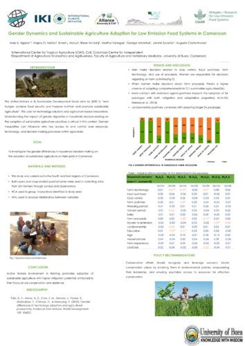 Gender dynamics and sustainable agriculture adoption for low emission food systems in Cameroon