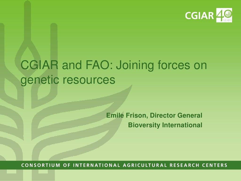 CGIAR and FAO: Joining forces on genetic resources