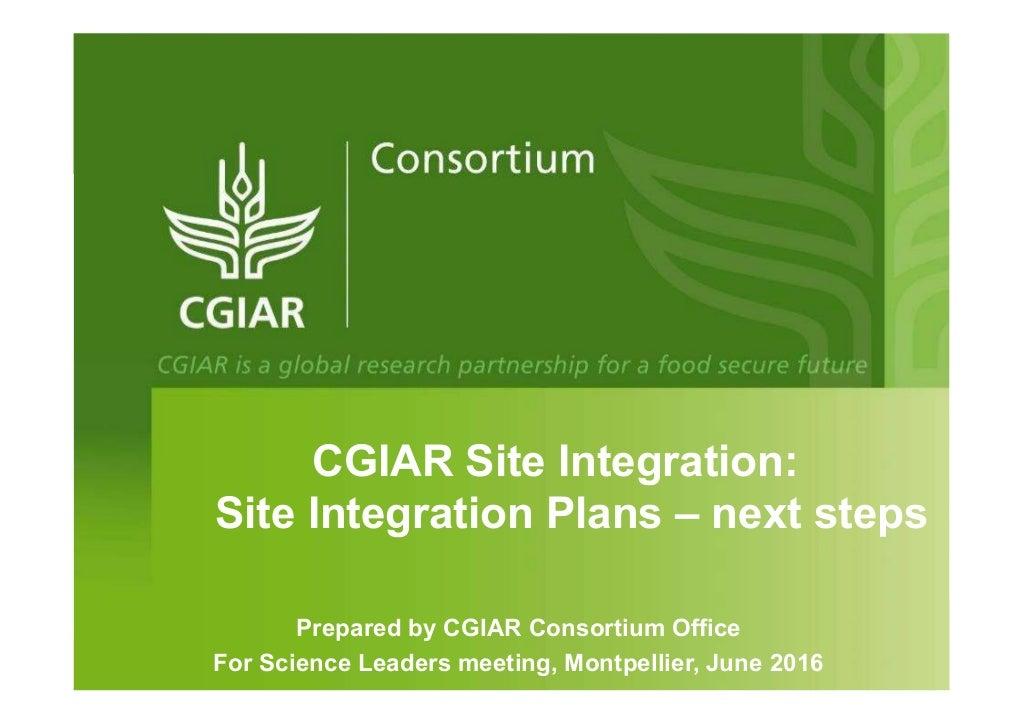 CGIAR Site Integration: Site Integration Plans – next steps