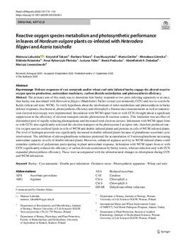 Reactive oxygen species metabolism and photosynthetic performance in leaves of Hordeum vulgare plants co-infested with Heterodera filipjevi and Aceria tosichella