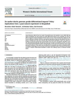 Do market shocks generate gender-differentiated impacts? Policy implications from a quasi-natural experiment in Bangladesh