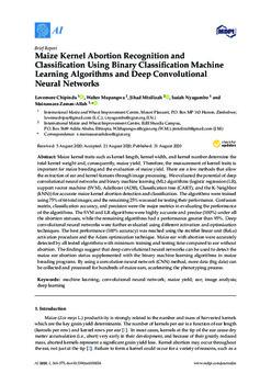 Maize kernel abortion recognition and classification using binary classification machine learning algorithms and deep convolutional neural networks