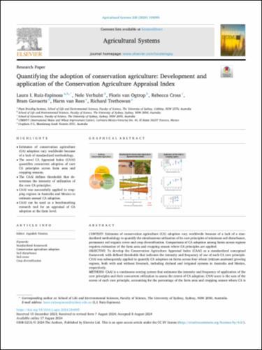 Quantifying the adoption of conservation agriculture: Development and application of the Conservation Agriculture Appraisal Index