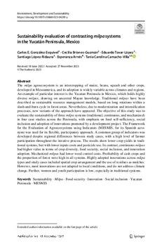 Sustainability evaluation of contrasting milpa systems in the Yucatán Peninsula, Mexico