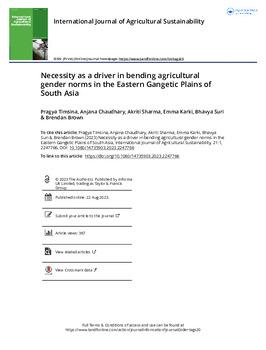 Necessity as a driver in bending agricultural gender norms in the Eastern Gangetic Plains of South Asia