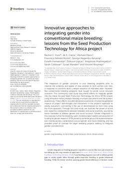 Innovative approaches to integrating gender into conventional maize breeding: lessons from the Seed Production Technology for Africa project