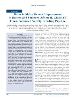 Gains in maize genetic improvement in Eastern and Southern Africa: II. CIMMYT open-pollinated variety breeding pipeline