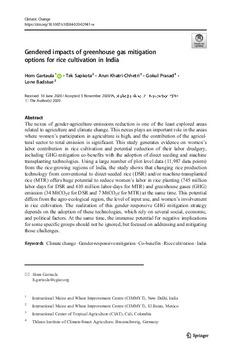 Gendered impacts of greenhouse gas mitigation options for rice cultivation in India