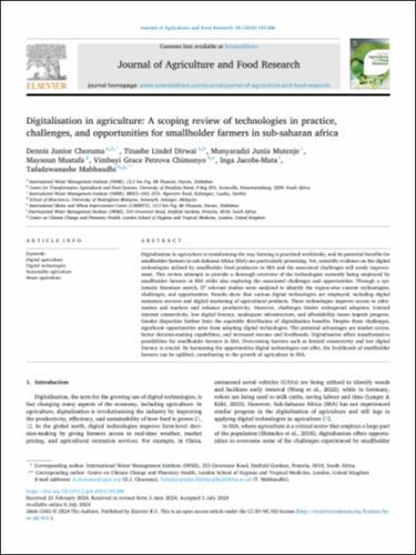 Digitalisation in agriculture: a scoping review of technologies in practice, challenges, and opportunities for smallholder farmers in sub-saharan africa