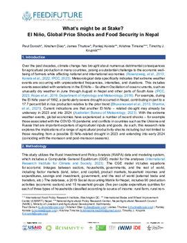 What’s might be at Stake? El Niño, global price shocks and food security in Nepal