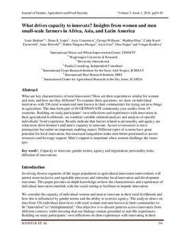 What drives capacity to innovate? Insights from women and men small-scale farmers in Africa, Asia, and Latin America