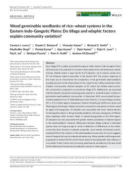 Weed germinable seedbanks of rice–wheat systems in the Eastern Indo-Gangetic Plains: do tillage and edaphic factors explain community variation?