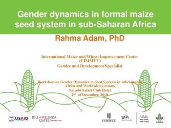 Gender dynamics in formal maize seed system in sub-Saharan Africa