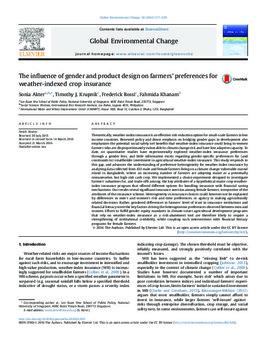 The influence of gender and product design on farmers’ preferences for weather-indexed crop insurance