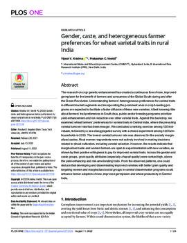 Gender, caste, and heterogeneous farmer preferences for wheat varietal traits in rural India