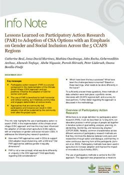 Lessons Learned on Participatory Action Research (PAR) to Adoption of CSA Options with an Emphasis on Gender and Social Inclusion Across the 5 CCAFS Regions