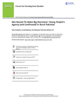 Not raised ‘to make big decisions’: young people’s agency and livelihoods in rural Pakistan