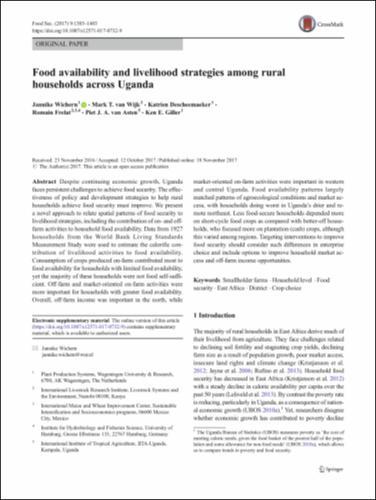 Food availability and livelihood strategies among rural households across Uganda