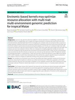 Enviromic-based kernels may optimize resource allocation with multi-trait multi-environment genomic prediction for tropical maize