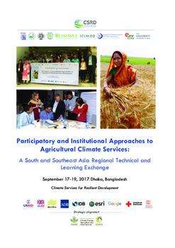 Participatory and institutional approaches to agricultural climate services:  A south and southeast asia regional technical and learning exchange