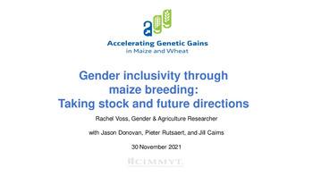 Gender inclusivity through  maize breeding: taking stock and future directions