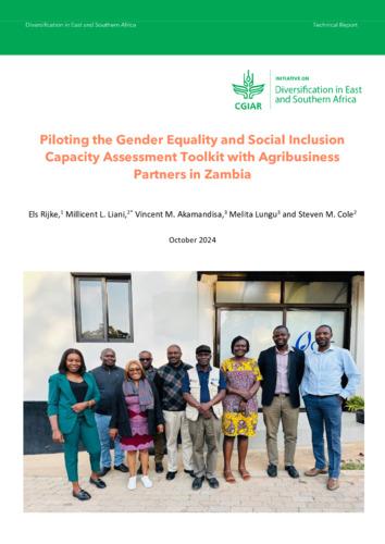 Piloting the gender equality and social inclusion capacity assessment toolkit with agribusiness partners in Zambia