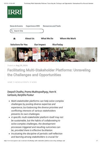 Facilitating Multi-Stakeholder Platforms: Unraveling the Challenges and Opportunities