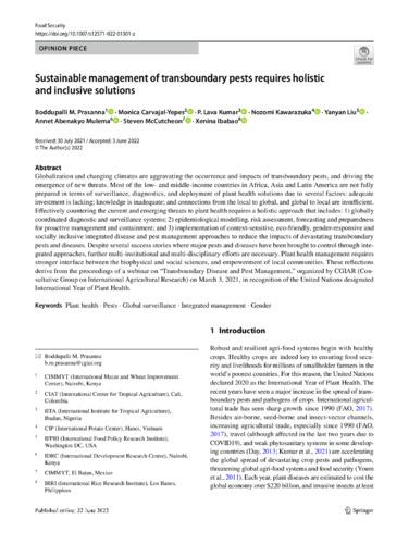 Sustainable management of transboundary pests requires holistic and inclusive solutions