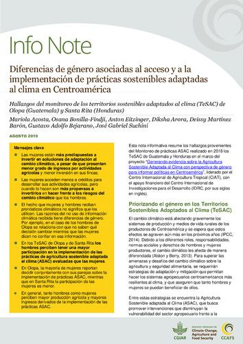 Diferencias de género asociadas al acceso y a la implementación de prácticas sostenibles adaptadas al clima en Centroamérica